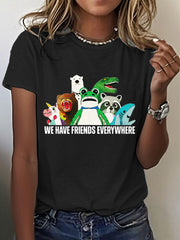 Women's 8647 FDT Funny Frog Printed T-Shirt