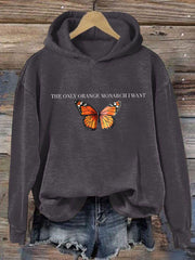 Women's The Only Orange Monarch I Want Printed Casual Hoodie