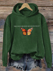 Women's The Only Orange Monarch I Want Printed Casual Hoodie