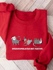 Women's Overstimulated But Festive Possum Christmas Sweatshirt