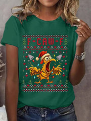 Women's Funny Christmas F-Caw-F Print Casual Tee