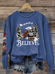Women's Retro 90s Christmas movie print polyester sweatshirt