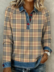 Women's textured denim collar shirt