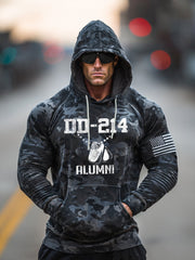 Men's Retro DD-214 Alumni Veteran USA Flag Camouflage Print Casual Hoodie