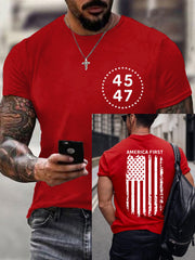 Men's America First Patriotic USA Flag Print Tee