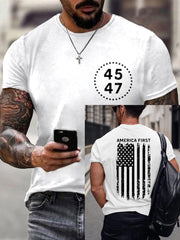 Men's America First Patriotic USA Flag Print Tee