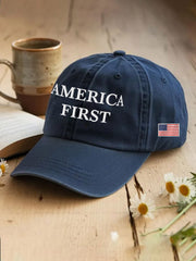 Unisex America First Patriotic USA Flag Hat