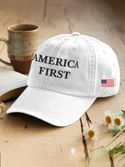 Unisex America First Patriotic USA Flag Hat