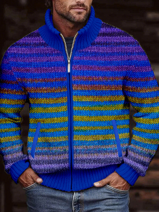 Men's Vintage Gradient Color Cozy Knit Cardigan