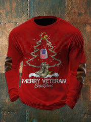 Men's Funny Veteran Christmas Printed Waffle Tops