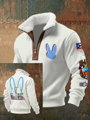 Men's Bunny Football Music Lover Printed Hoodie