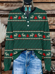 Women's Christmas Print Knit Top