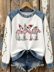 Women's Christmas Flamingo Print Casual Top