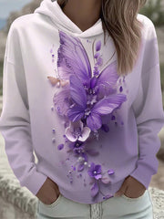 Women's Purple Butterfly Art Print Sweatshirt