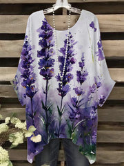 Women's Purple Flora Art Print T-Shirt