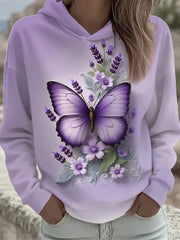 Women's Purple Butterfly Art Print Sweatshirt