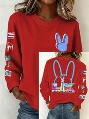 Women's Bunny Football Music Lover Printed Sweatshirt