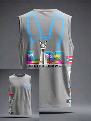 Unisex Bunny Football Music Lover Printed Tank Tops