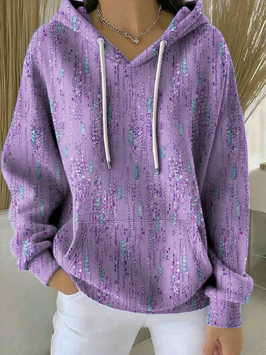 Women's Art Design Printed Casual Hooded Sweatshirt