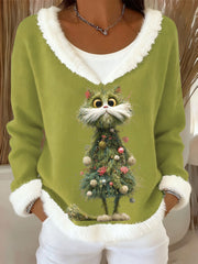 Women's Christmas Tree Animal V-Neck Tops
