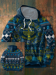 Men's Hanukkah Menorah Printed Hoodie