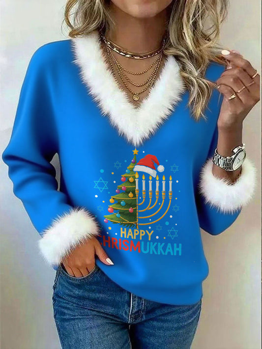 Women's Hanukkah Menorah Printed Tops