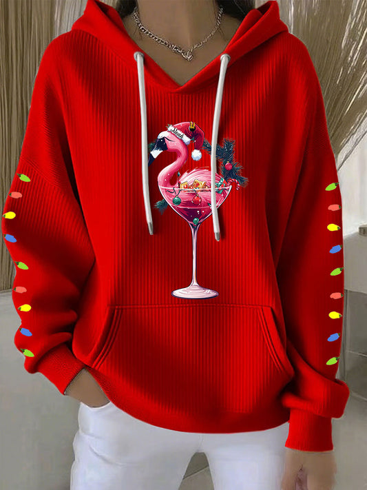 Women's Christmas Flamingo Print Casual Sweatshirt