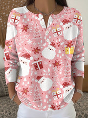 Women's Christmas Print Knit Top