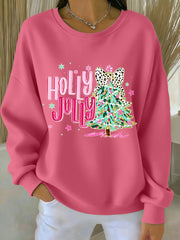 Women's Holly Jolly Christmas Tree Print Casual Sweatshirt