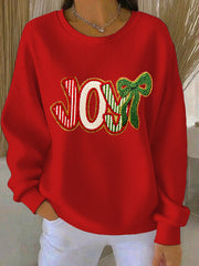 Women's Christmas  Art Ribbed Round-Neck Sweatshirt