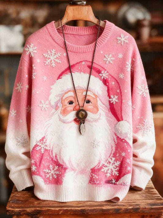 Men's Vintage Christmas Santa Claus Art Print Imitation Sweater