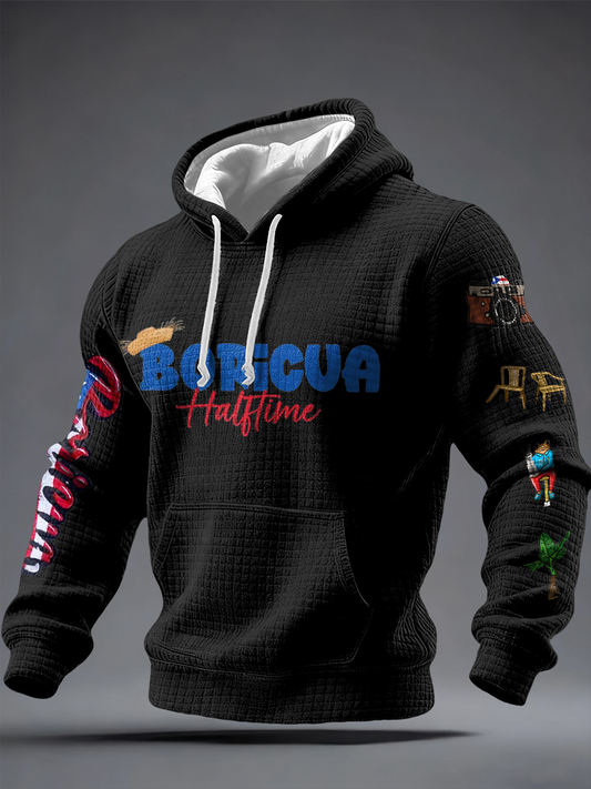 Men's Bunny Football Music Lover Printed Hoodie