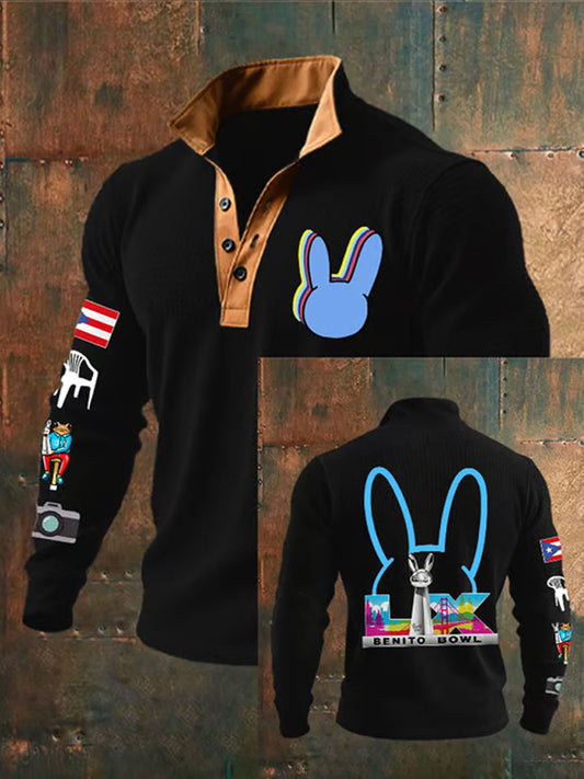 Men's Bunny Football Music Lover Printed Tops