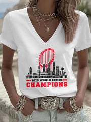 Women's Baseball Lover Champion Printed T-shirt