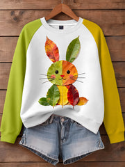 Women's Fall Leaf Bunny Pattern Sweatshirt