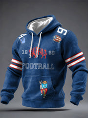 Men's Bunny Music Football Lover Buffalo Printed Hoodie
