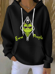 Women's Funny Christmas Grinch Cat Eww People Print Casual Hoodie