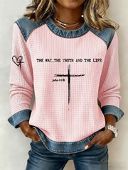 Women's The Way The Truth The Life Cross Printed Casual Top