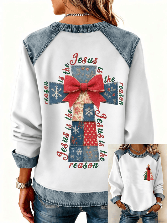 Women's Christmas Cross Print Casual Top