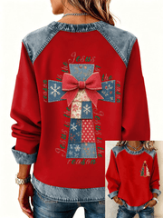 Women's Christmas Cross Print Casual Top