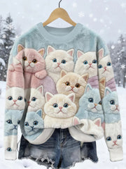 Women's Cat Print Flannel Hoodie