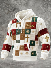 Men's Retro Christmas Faith Print Hoodie with Pockets
