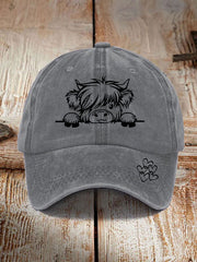 Highland cow print casual unisex cap