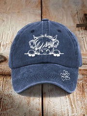 Highland cow print casual unisex cap