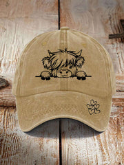 Highland cow print casual unisex cap