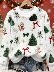Women's Christmas Art Print Casual Flannel Sweater
