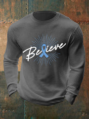 Men's Prostate Cancer Awareness Waffle Print Casual T-Shirt