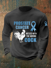Men's Prostate Cancer Awareness Waffle Print Casual T-Shirt