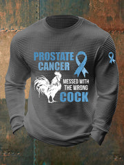 Men's Prostate Cancer Awareness Waffle Print Casual T-Shirt