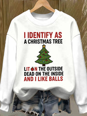 Women's Funny Identify As A Christmas Tree Printed Sweatshirt